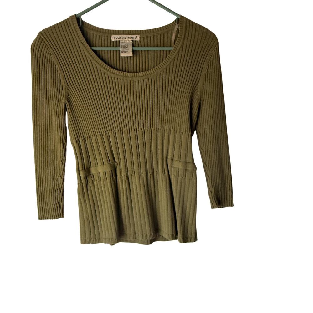 Requirements Sweater Vintage Y2k Small‎ Ribbed Knit Long Sleeve Babydoll Pockets